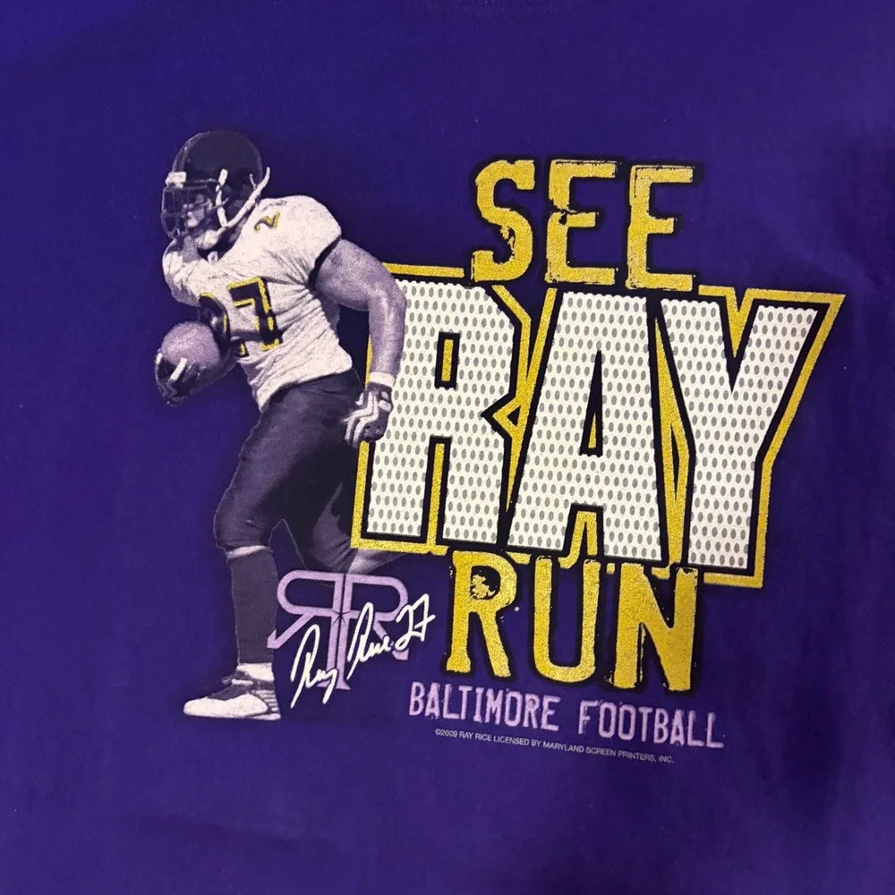 Adidas‎ Baltimore Ravens Ray Rice Jersey Football Sports Graphic Tee Mens Large